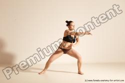 Underwear Martial art Woman White Moving poses Average long colored Dynamic poses Academic